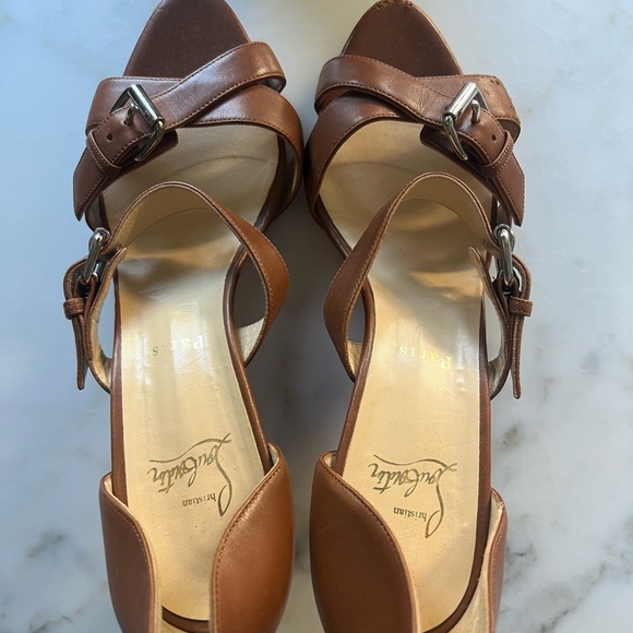 Christian Louboutin Tan Leather Heels with Buckle Detail - Picture 3 of 9